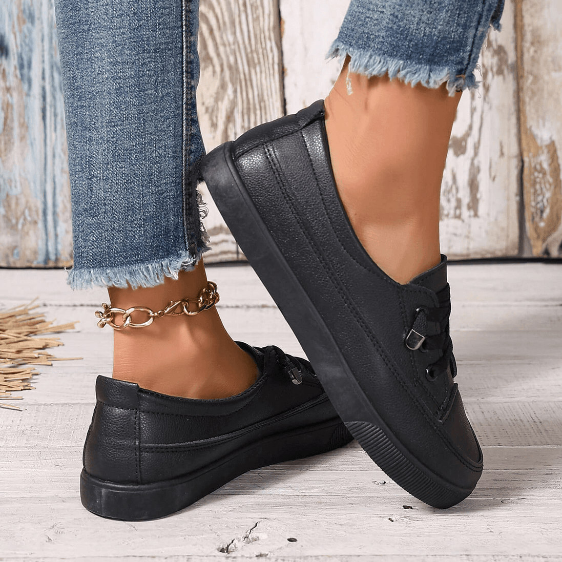 Elowen – Scarpe basse ortopediche da donna bianche con lacci – Soletta morbida e traspirante