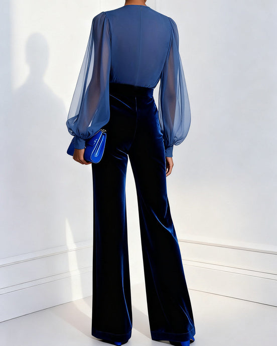 Olga | Tuta Elegante con Scollo a V, Blu