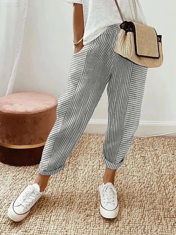 Cristina | Pantalone a Righe Leggero