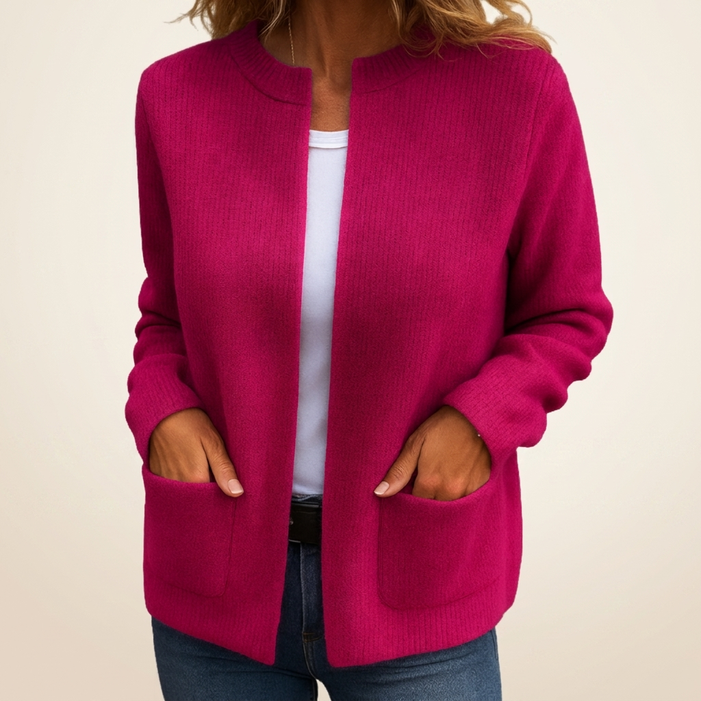 Romana | Cardigan con Zip in Maglia Calda con Tasche