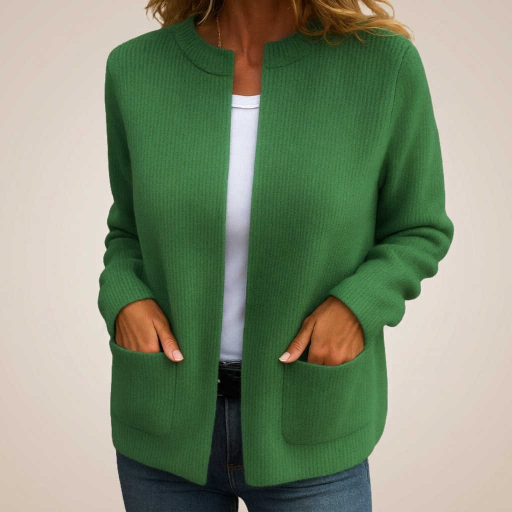Romana | Cardigan con Zip in Maglia Calda con Tasche