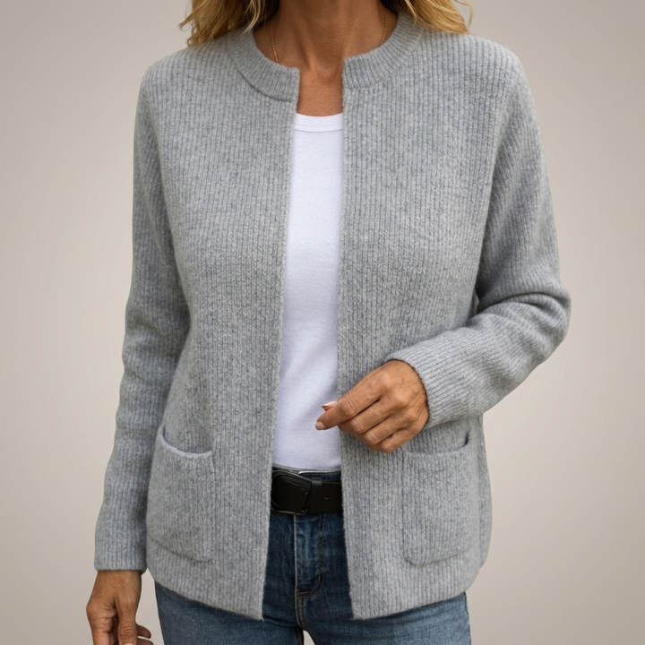 Romana | Cardigan con Zip in Maglia Calda con Tasche