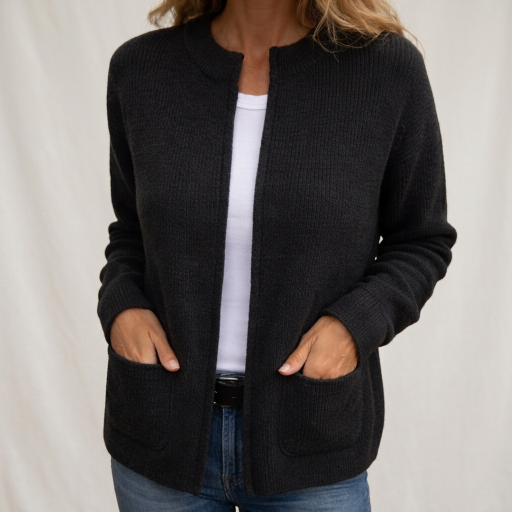 Romana | Cardigan con Zip in Maglia Calda con Tasche