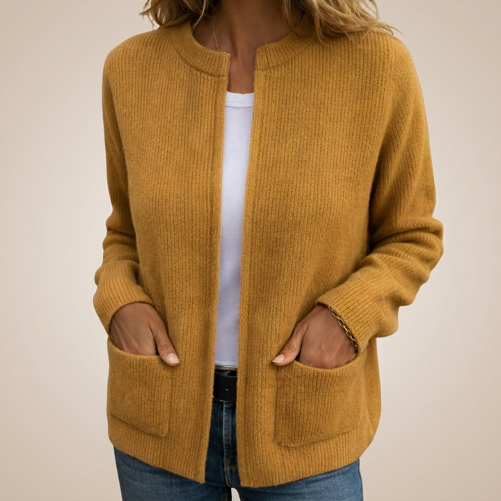 Romana | Cardigan con Zip in Maglia Calda con Tasche