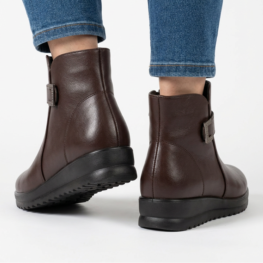 Zaira | Stivaletto con Zeppa e Cinturino Strass