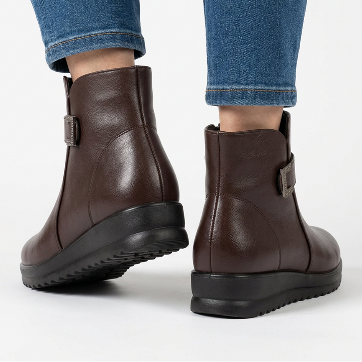 Zaira | Stivaletto con Zeppa e Cinturino Strass