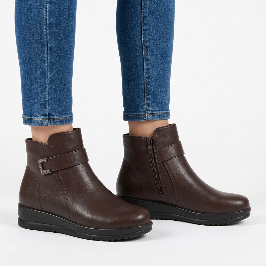 Zaira | Stivaletto con Zeppa e Cinturino Strass
