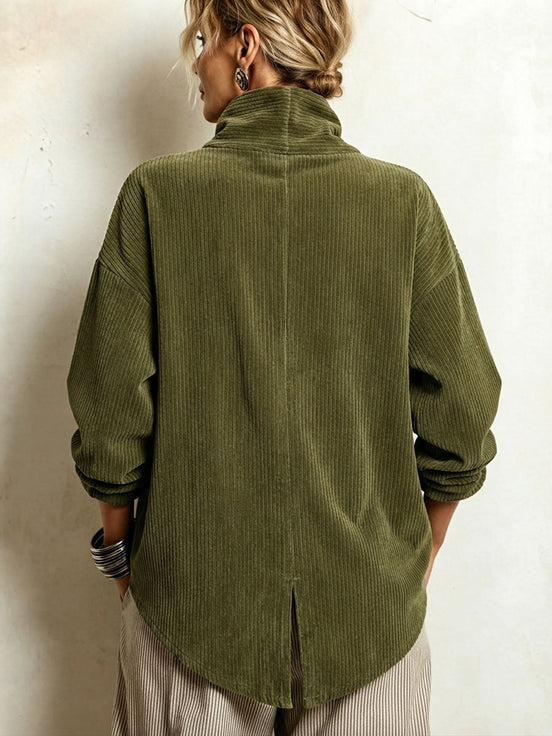 Caterina | Maglione in Velluto a Coste con Collo Alto