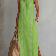 Serafina | Abito midi in lino con collo Mao